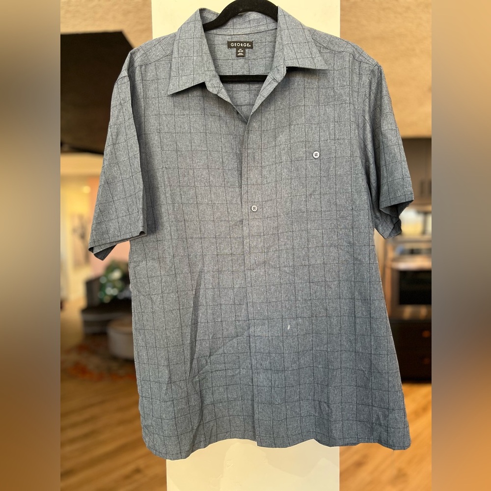 George Gray Short-Sleeve Windowpane Button-Down Shirt